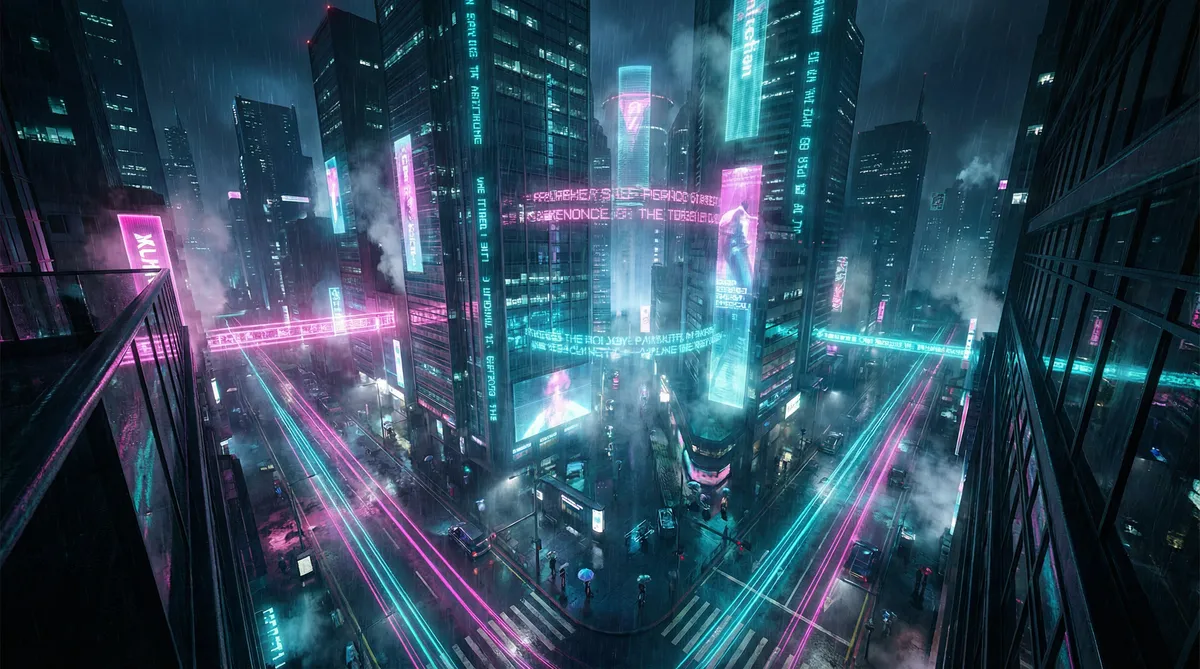 阿凡达2百度影音 竖屏短剧平台首页背景 - 赛博朋克都市夜景